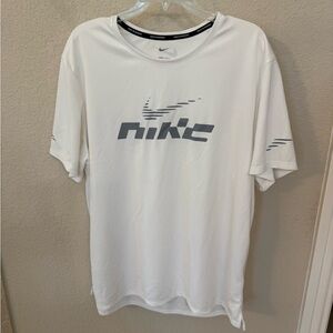 Nike White Short Sleeve Performance Tee with Gray Logo. Size XL.